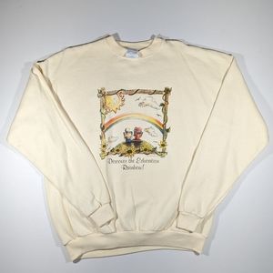 Vintage 1995 Education Rainbow Crewneck Sweatshirt Size XL 90s Yellow Pullover